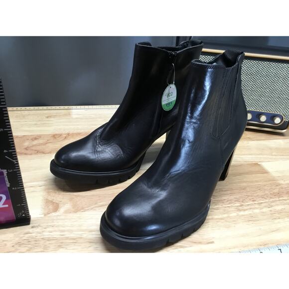 Paul Green Sahara Chelsea Boot Women's 10.5 Black Leather Side Zipper Block Heel - Picture 4 of 10